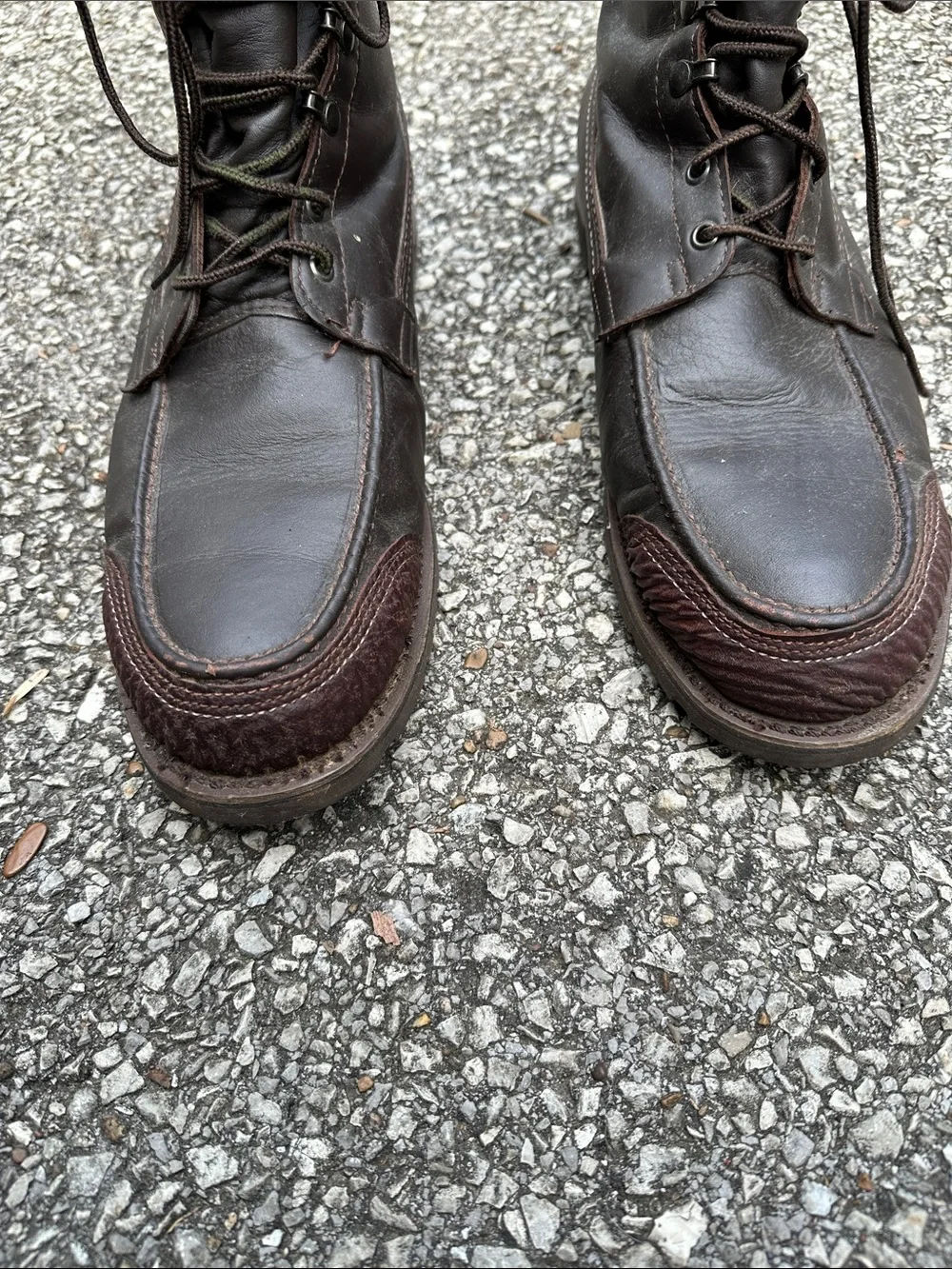 Browning Dark Brown Leather Moc Toe Lace-Up Men's Boots Vintage Made in USA